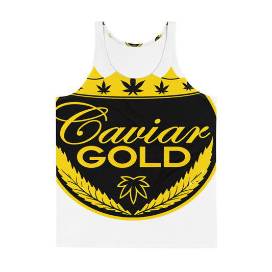 Big Caviar Gold Logo White Tank Top