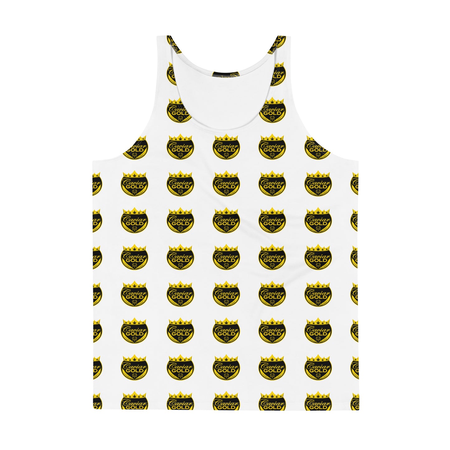 Caviar Gold Logo Repeat White Tank Top