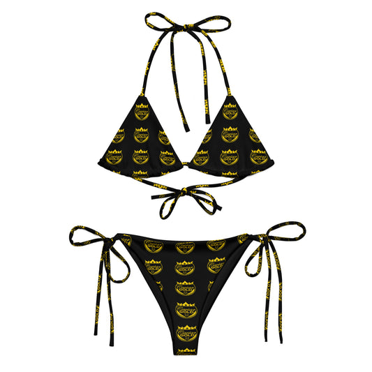 Caviar Gold Logo Repeat Black string bikini