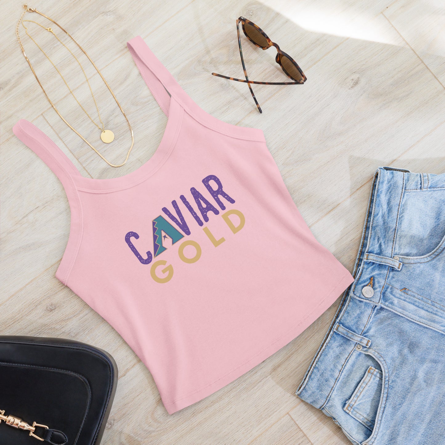 Women’s AZ Caviar Gold micro-rib tank top