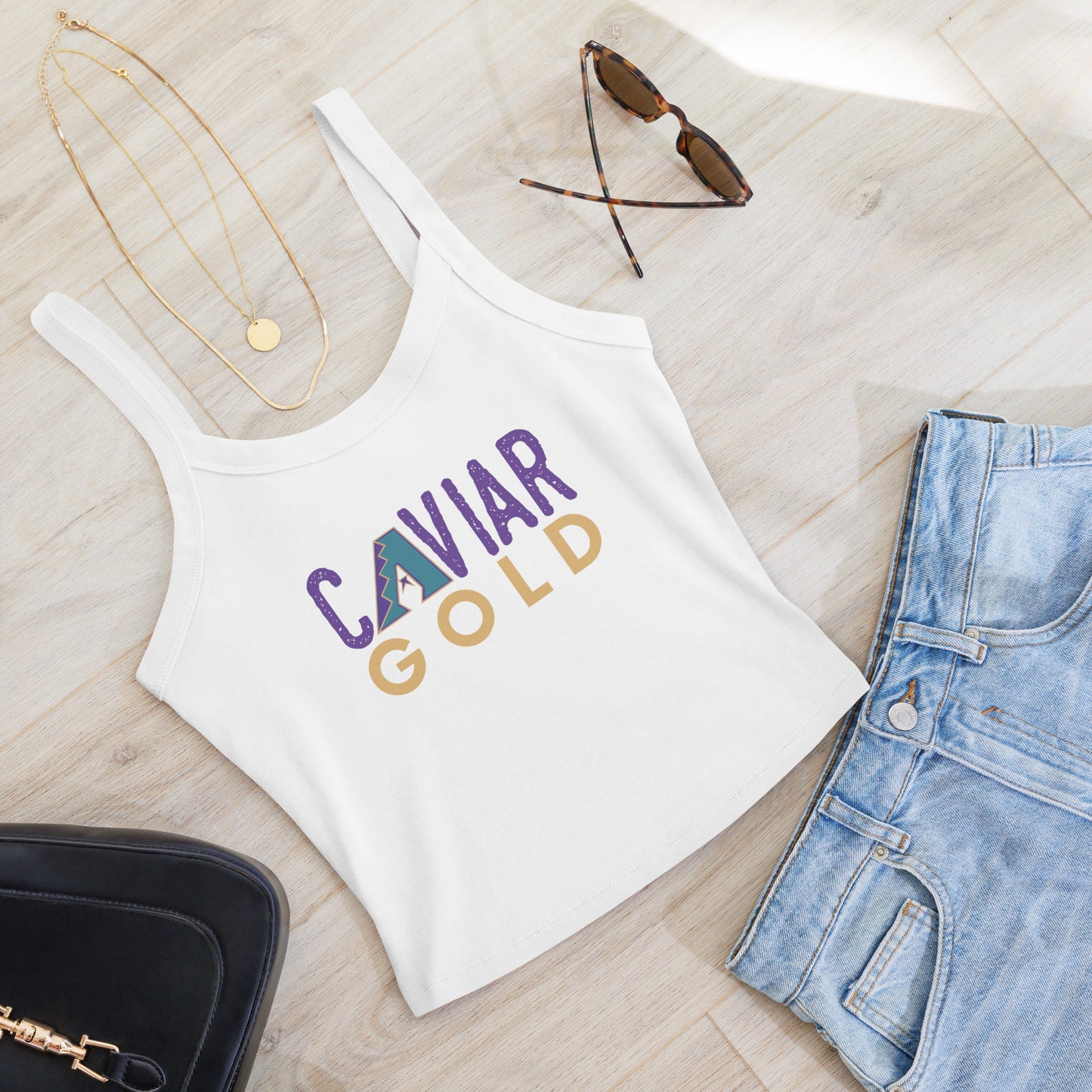 Women’s AZ Caviar Gold micro-rib tank top